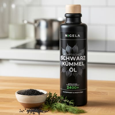Produktfoto für zuerstGesund – Schwarzkümmelöl, Produktfotografie am Niederrhein